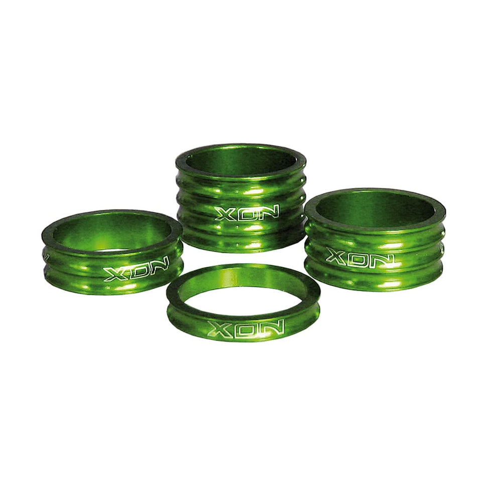 Podkładki (ZESTAW) 5/10/15/20mm do kierownicy 28,6mm z aluminium, zielone, 4 szt.