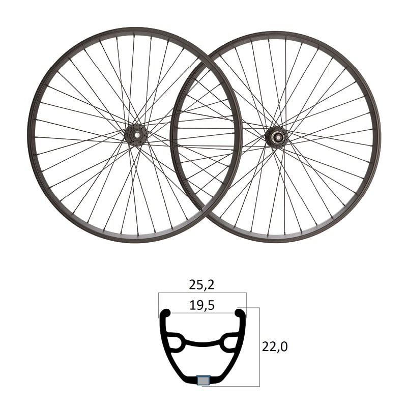 700x19.5 Wheels (ext width 25.2mm) GRAVEL TLR Shimano 9/10/11V (Pair)