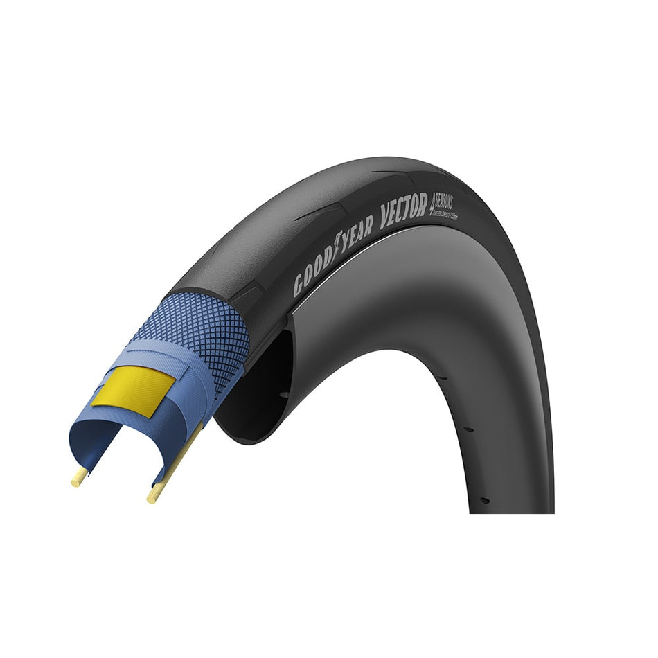 Cubierta 700x25 VECTOR 4 Estaciones Tubeless Completa Negra