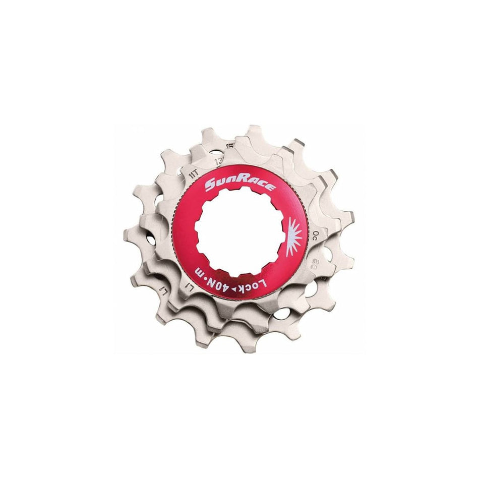 Red Lockring+Cogs 12V in Silver Aluminum - SHIMANO HG Body