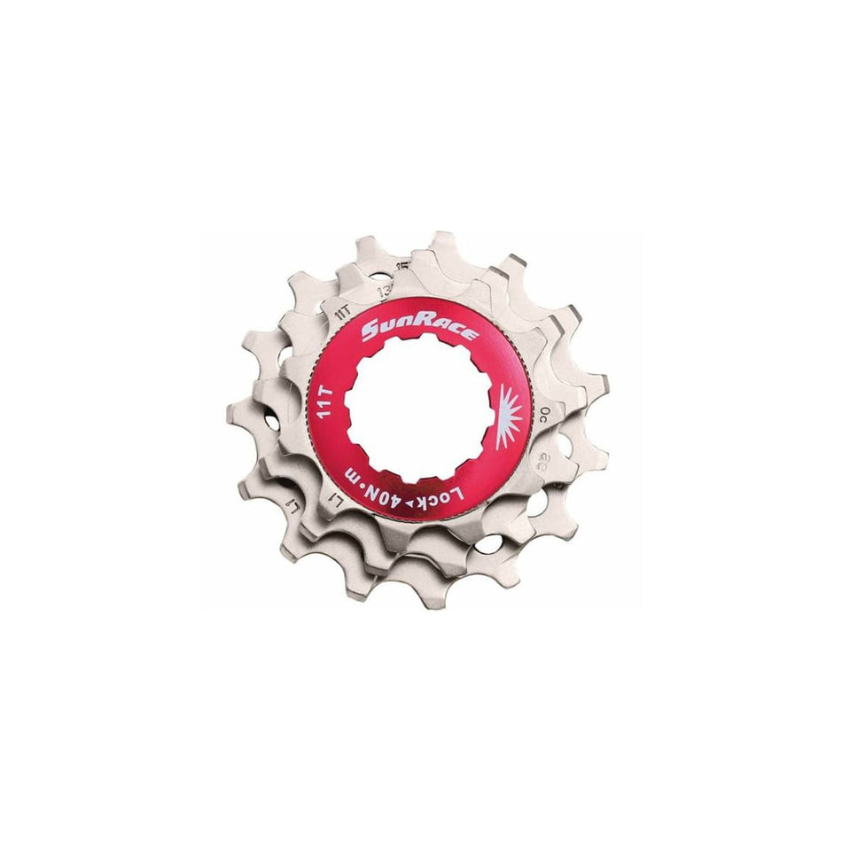 Red Lockring+Cogs 11V in Silver Aluminum - SHIMANO Body