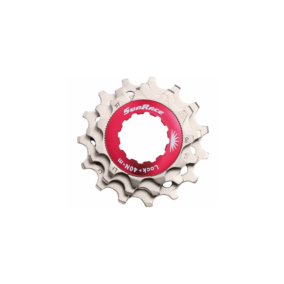 Red Lockring+Cogs (KIT) 10V in Silver Aluminum - SHIMANO