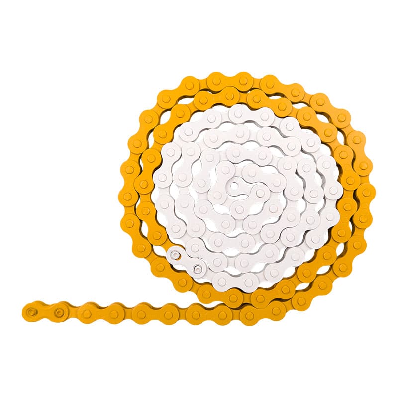 Cadena 1V 112 Eslabones Blanco/Naranja FIJA Eslabones Falsos (1 Juego)