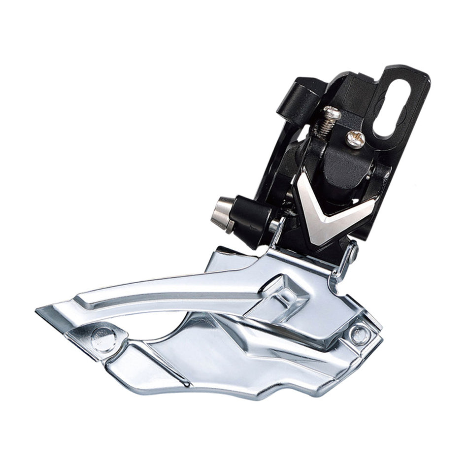 Przerzutka MTB 3x10V z aluminium z mocowaniem bezpośrednim czarno-srebrna