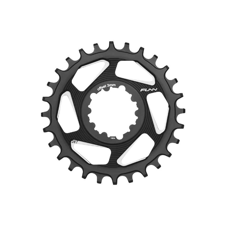 SOLO DX Chainring 9/12V 28 Teeth in 7075 CNC Aluminum Black - Offset 3mm