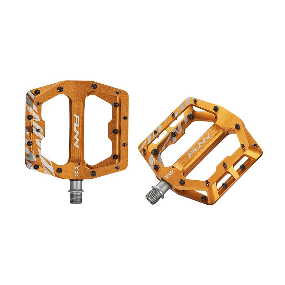 FUNNDAMENTAL Pedale aus orangefarbenem Aluminium + GRS System 102x105x17mm