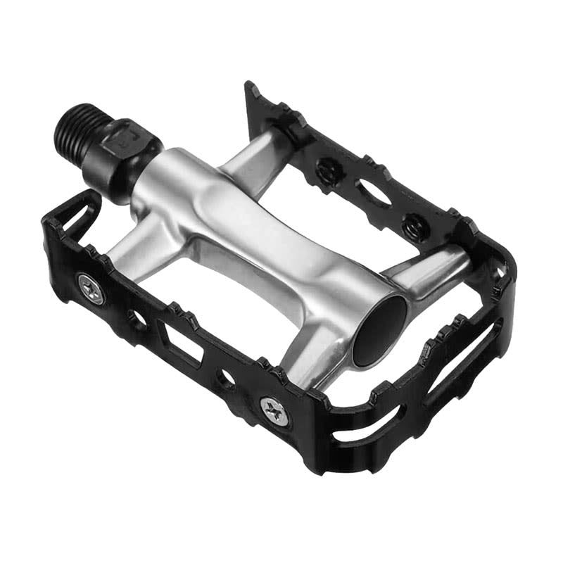 MTB Pedale aus schwarzem/silbernem Aluminium - Achse auf Kugellagern (OEM) 98x61x24mm