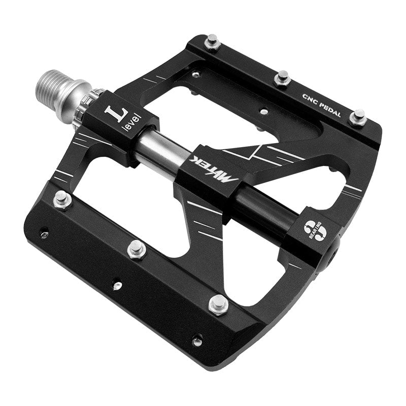 FLAT Pedale aus schwarzem Aluminium - CR-Mo Achse auf Lagern 112x105x19mm