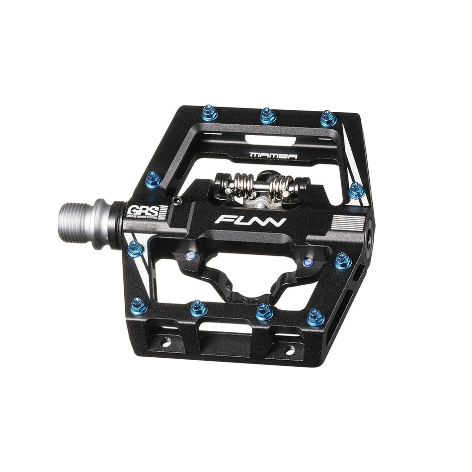 MAMBA S Pedals in Black/Blue Aluminum - SPD/FLAT Dual 83x98x13.4mm