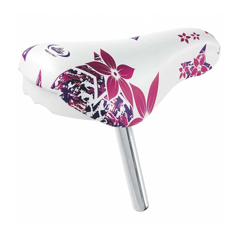 Silla Junior FLOWER 12/14" en poliuretano plata/fucsia