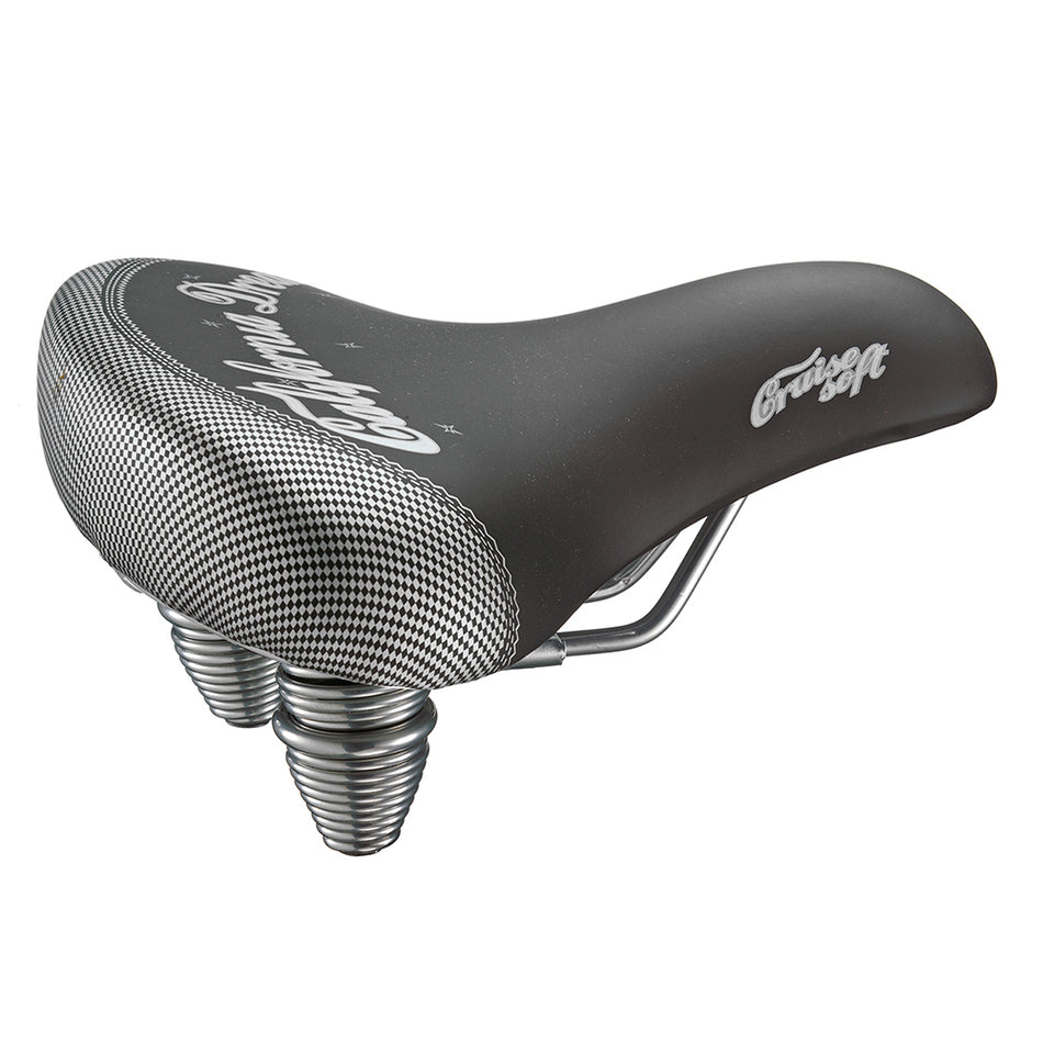 CRUISER Saddle 28" 240x265mm Black with Double Spring and Soft Padding
