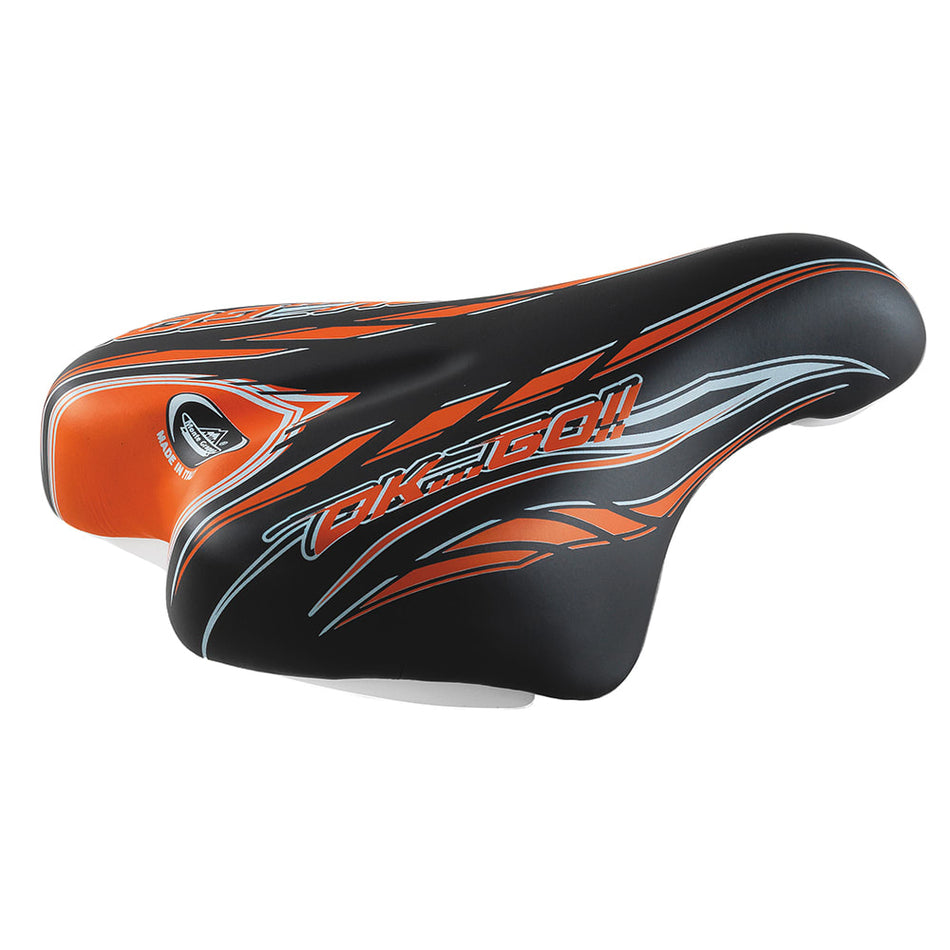 Silla Junior OK GO 14/16" 210x140mm en poliuretano negro/naranja