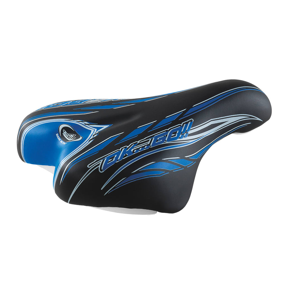 Silla Junior OK GO 14/16" 210x140mm en poliuretano negro/azul