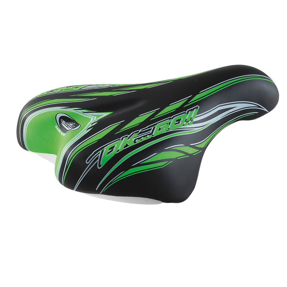 Silla Junior OK GO 14/16" 210x140mm en poliuretano negro/verde