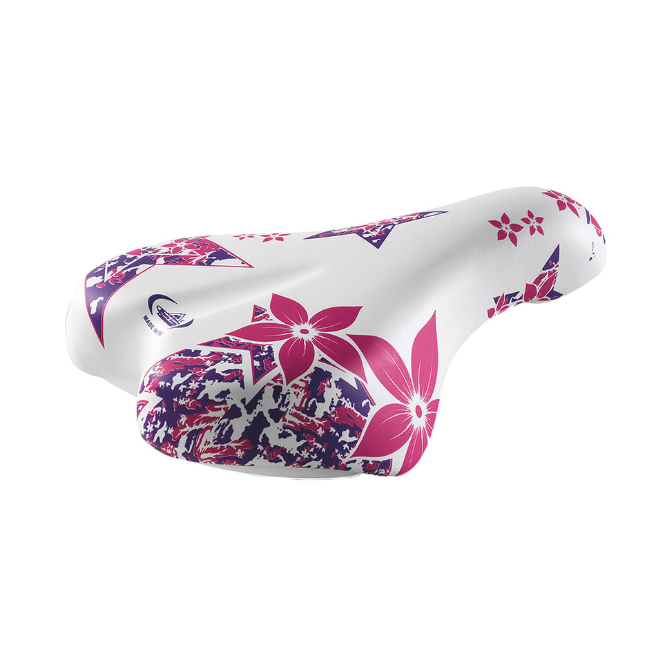 Silla Junior FLOWER 14/16" 210x140mm en poliuretano blanco/rosa
