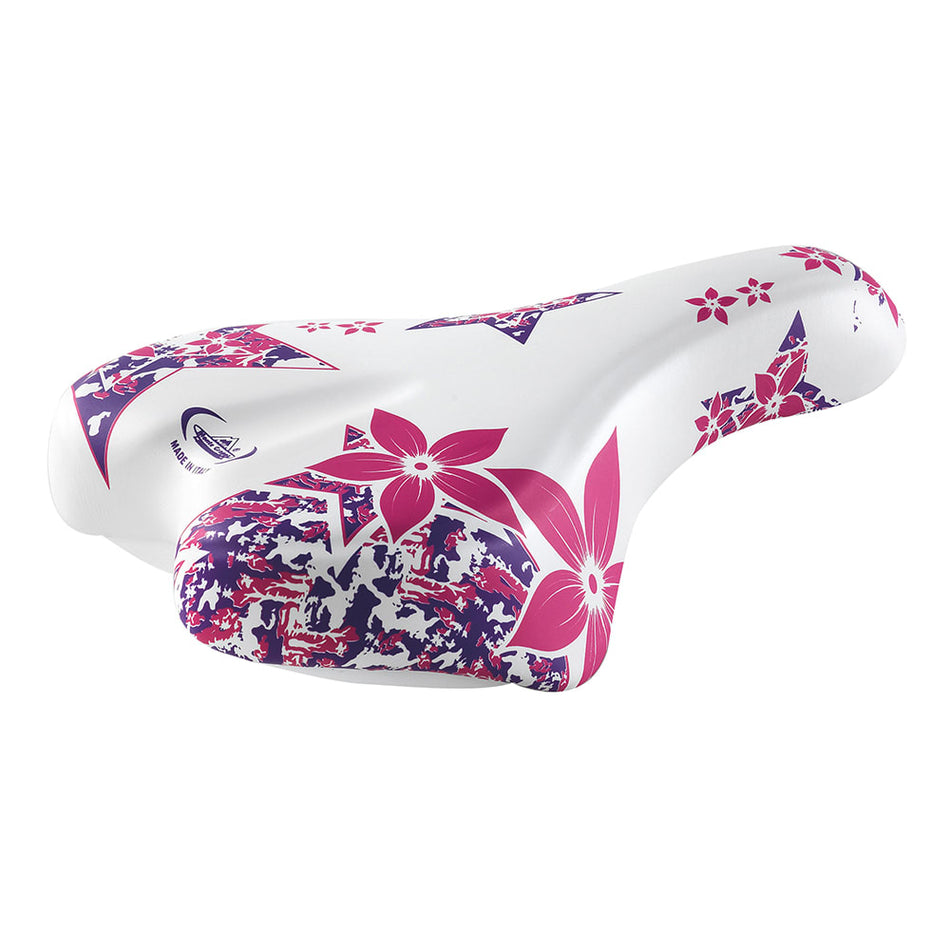 Silla Junior FLOWER 16/20" 230x150mm en poliuretano blanco/rosa