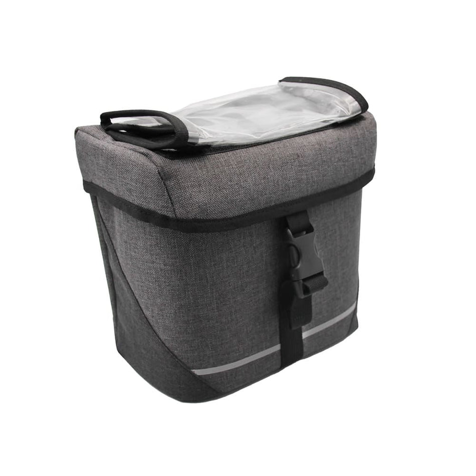 Sacoche de Guidon 22x12x21cm Semi-Rigide avec Porte-Cartes Gris