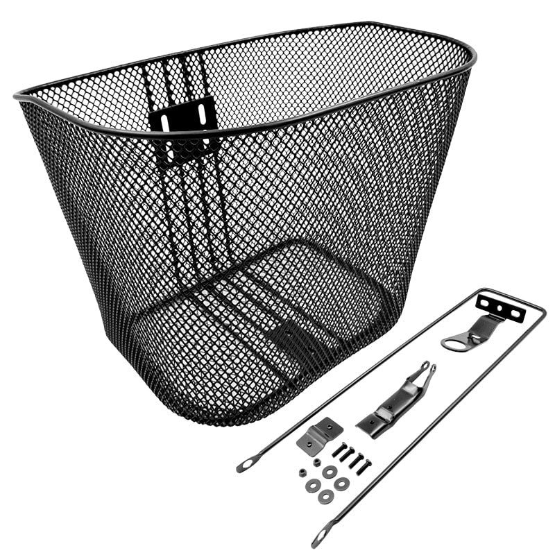 Cesta Delantera Ovalada CITY BIKE 26,5x26,5x34cm en Acero Negro
