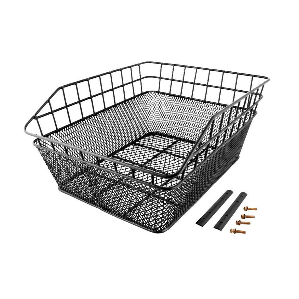 Rear Basket 39x31x17cm Rectangular in Steel Black