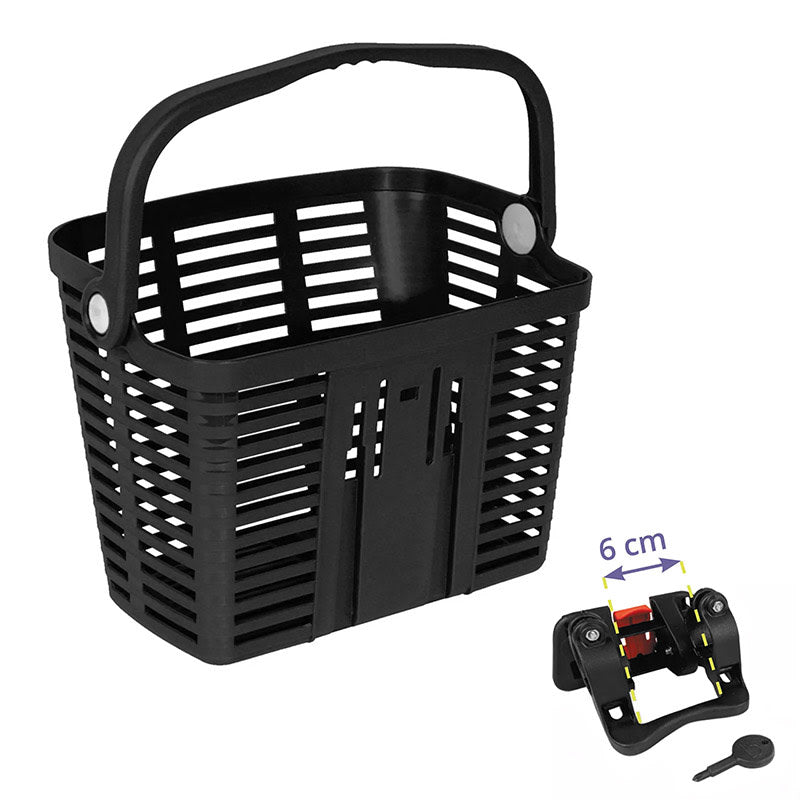 Cesta Delantera PLAZA de Plástico Negro Enganche Rápido Diámetro: 6cm