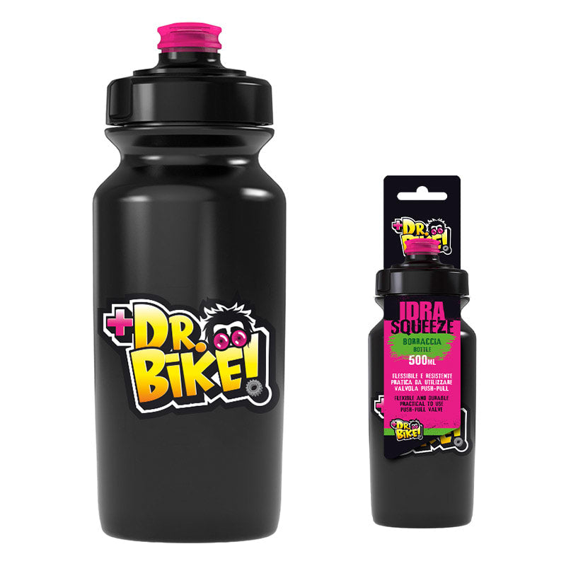 Botella Dr.BIKE 500ml Negra con Tapa ULTRA Fucsia