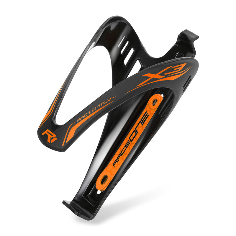 Trinkflaschenhalter X3 aus Polycarbonat Schwarz/Orange Matt