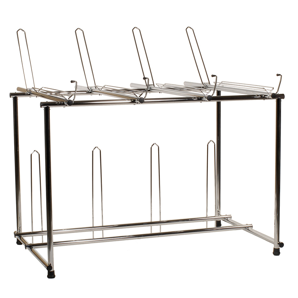 Présentoir Cycliste Multiple 180x168x120cm 8 Vélos sur 2 Niveaux Argenté