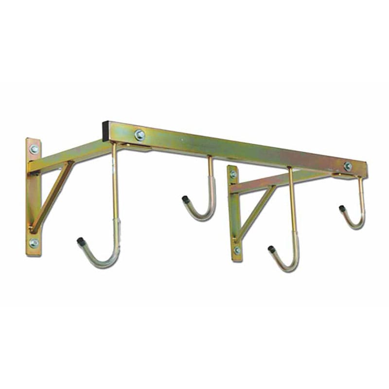 Stojak ścienny 37x78cm z 4 hakami z metalu, brązowy