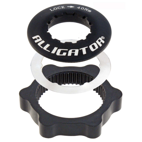Alligator - ADAPTADOR CENTERLOCK PARA DISCOS DE FRENO 6 AGUJEROS - NEGRO, PARA EJES QUICK RELEASE