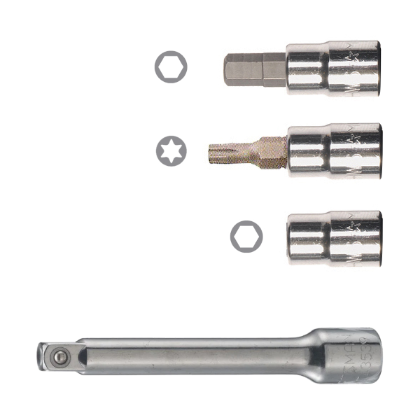 Bicisupport - Socket and Torx or Allen insert socket set for 1/4 torque wrench