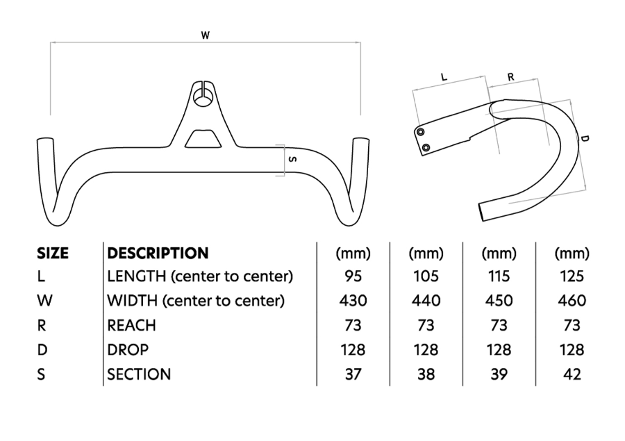 Carbon handlebar Wilier J-Bar 430 mm