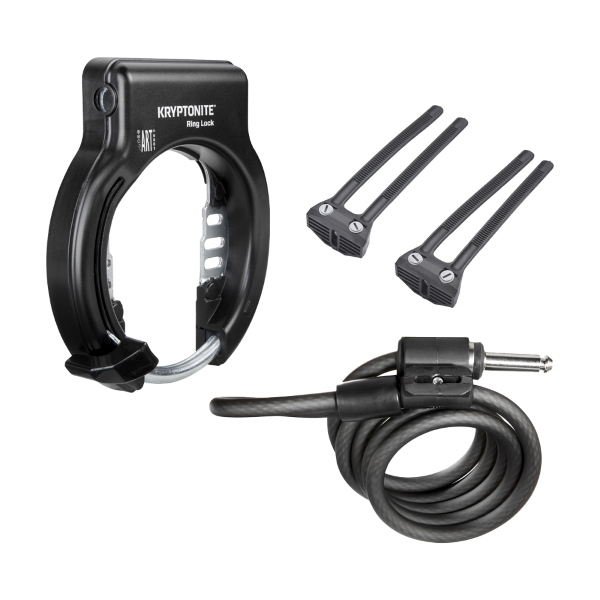 Kryptonite - RING LOCK frame arch lock (flexible mount straps) with 10 mm Plug-In spiral cable