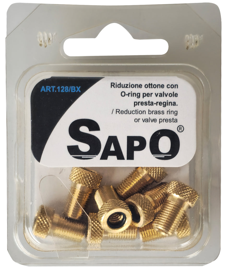 Blister adaptateur Sapo pour valves Presta et Sclaverand en laiton (10 pcs)
