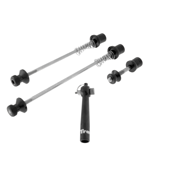 Tranz X - Schnellspann-Kit für Vorder- und Hinterradnabe sowie Sattel, mit abnehmbarem Drehmomentschlüssel, schwarze Version