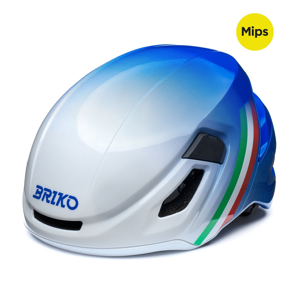 Briko Mach 4 Mips Italia, taglie M e L Shiny White Lightblue Shaded-Monza Red-Fun Green / M