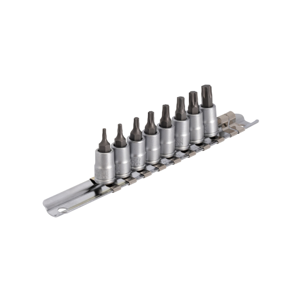 Unior - Zestaw bitów Torx 187HTXP8 z nasadką 1/2 na szynie