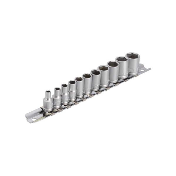 Unior - 1/4 socket set 188H6P11 on rail - 4-14 mm