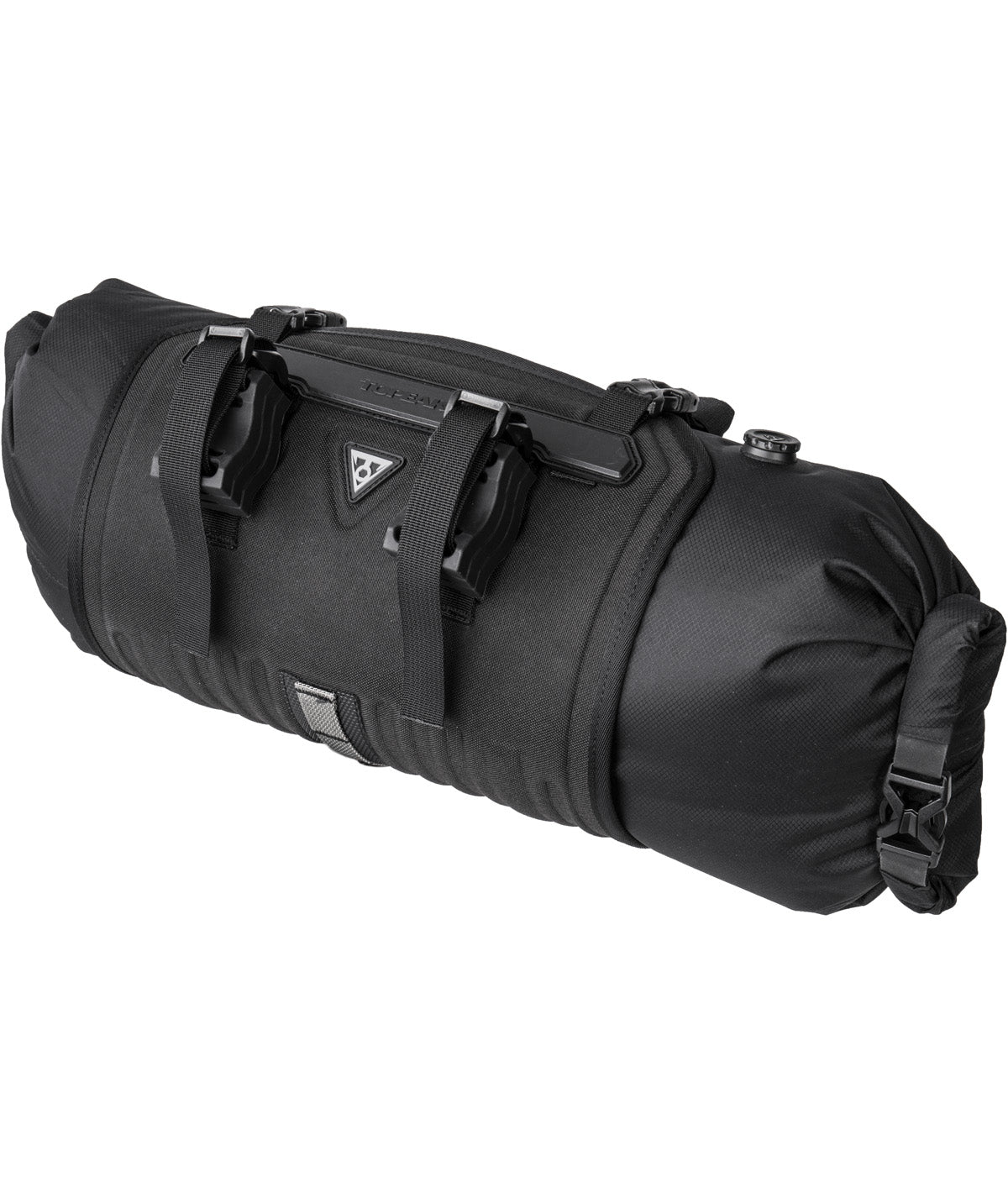 Bag at the Topaak Frontloader 8L Waterproof handlebar with velcro straps and black buckles