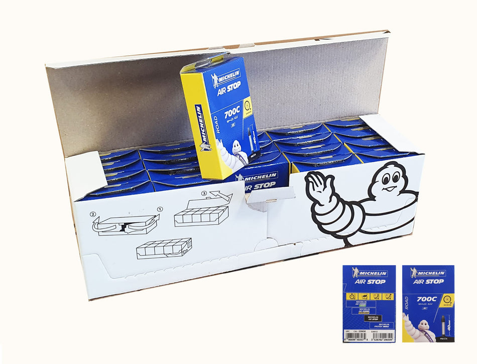 Box of 20 Michelin Air Stop A1 Inner Tubes 700×18/25 Presta Valve 40mm